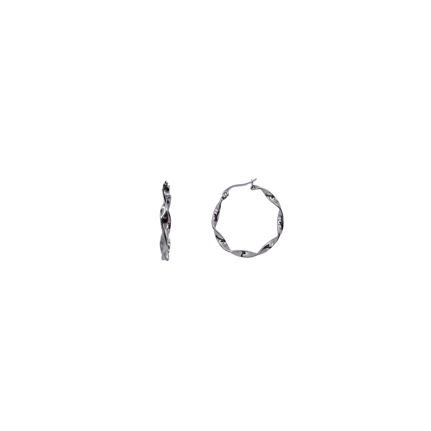 Silver Twisted Medium Hoops