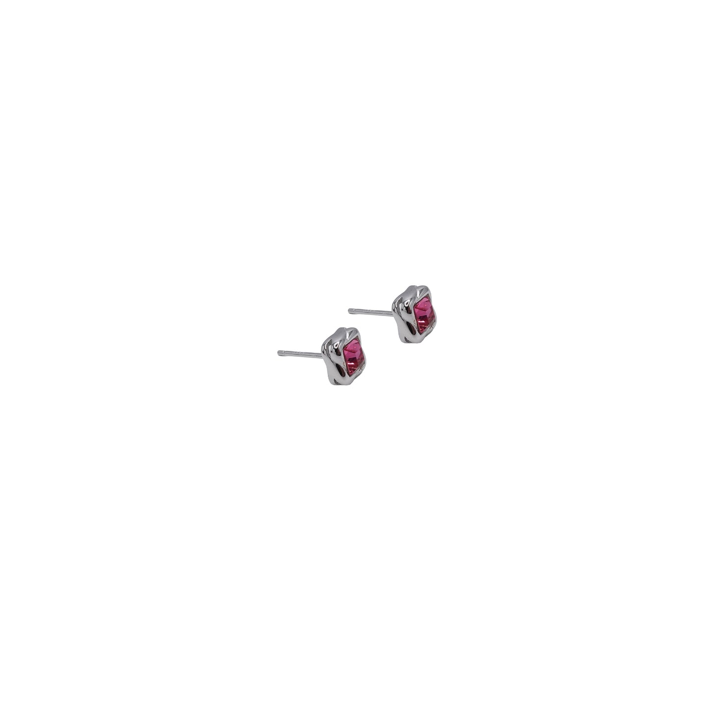 Square Pink Cubic Zirconia Studs