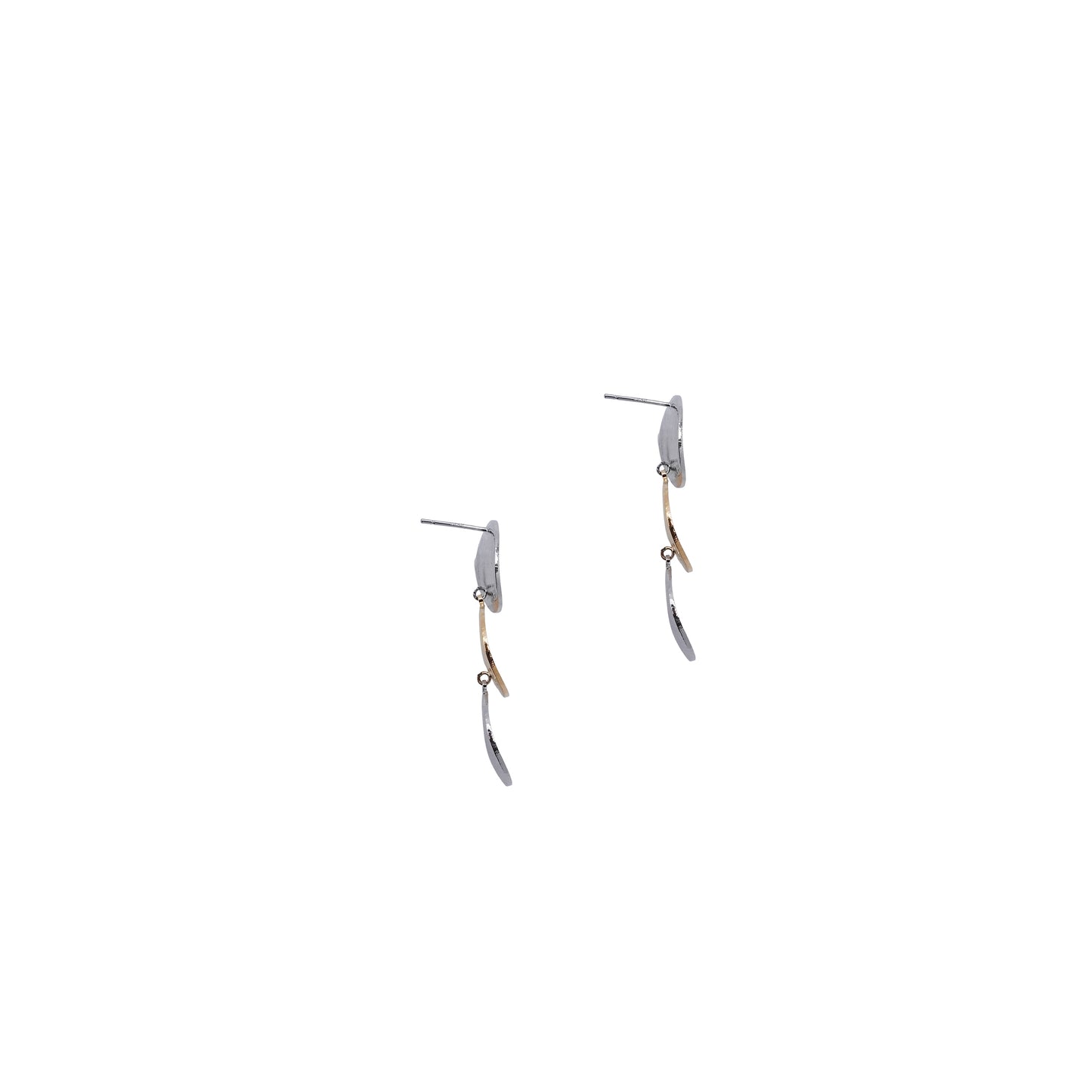 Mixed Metal Disc Drop Earrings