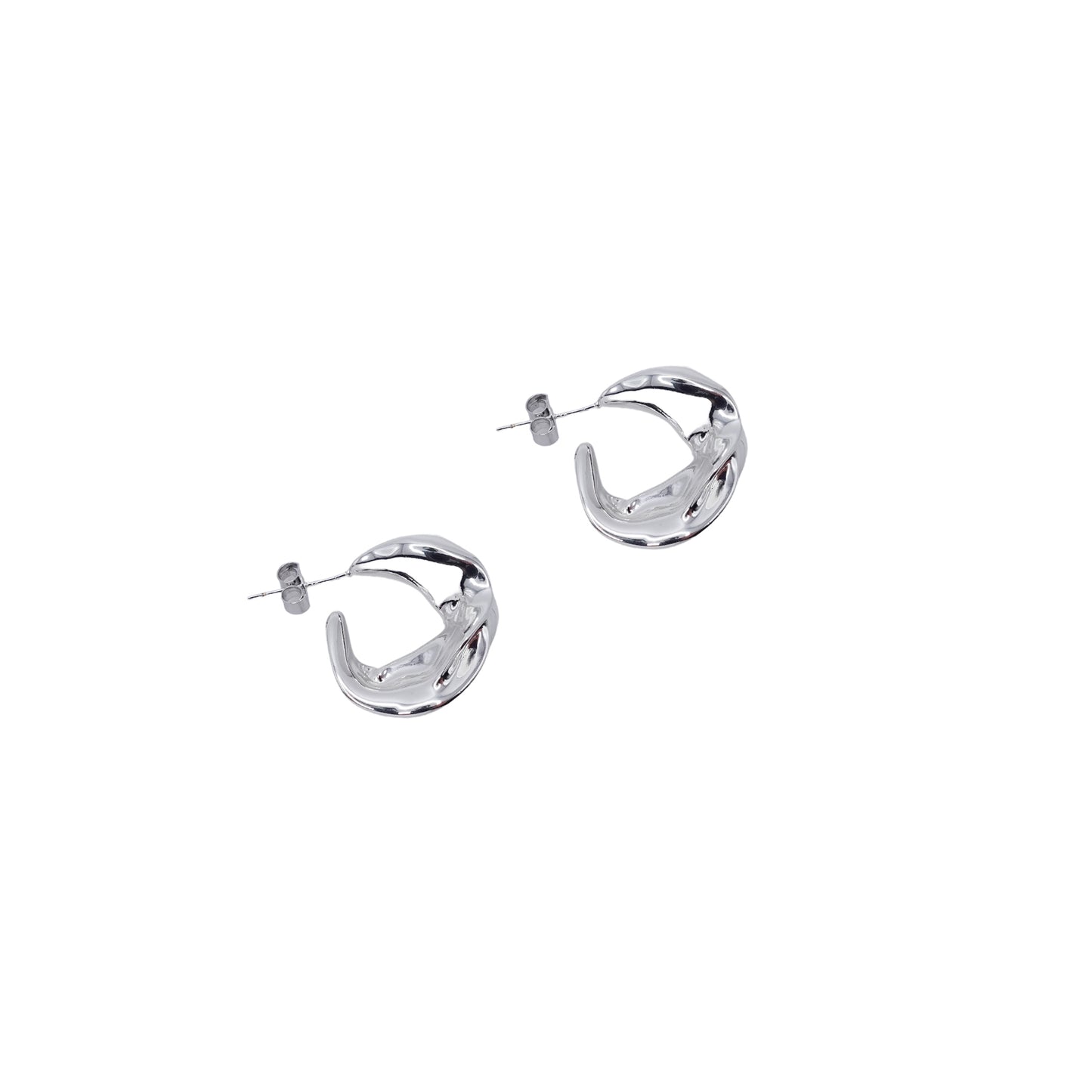 Crinkled Silver Hoops