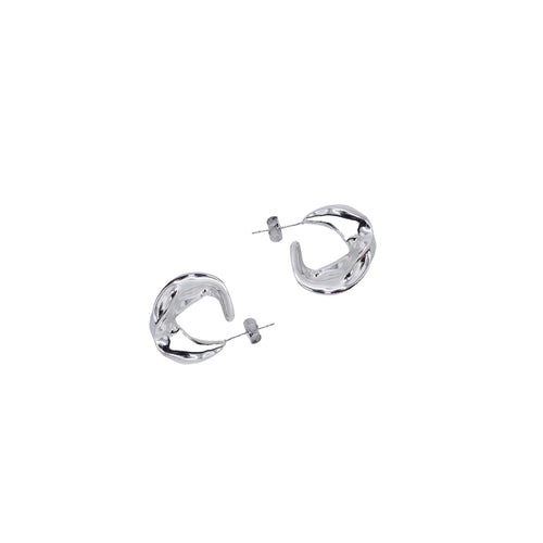Crinkled Silver Hoops