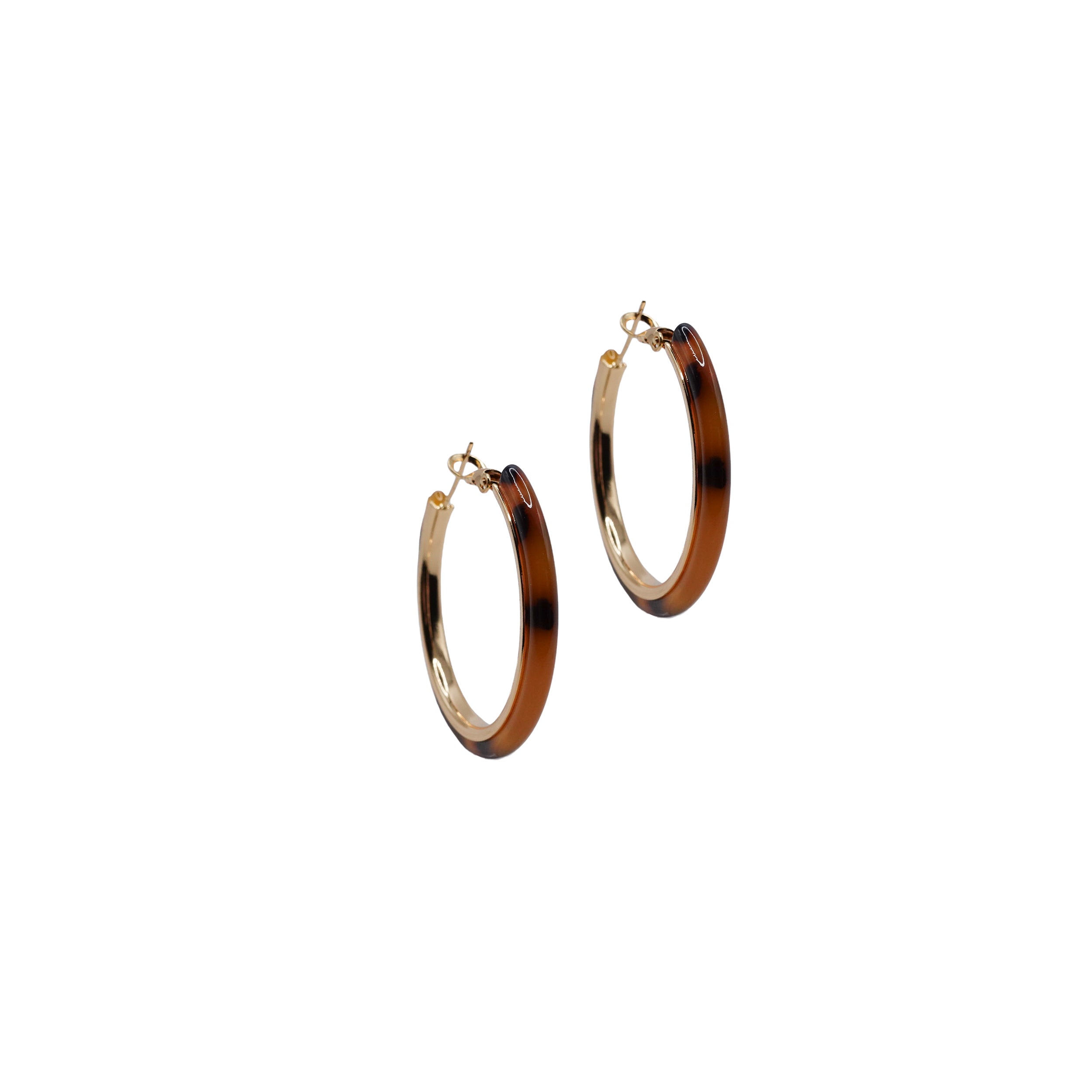 Tortoise Shell Resin Gold Hoops