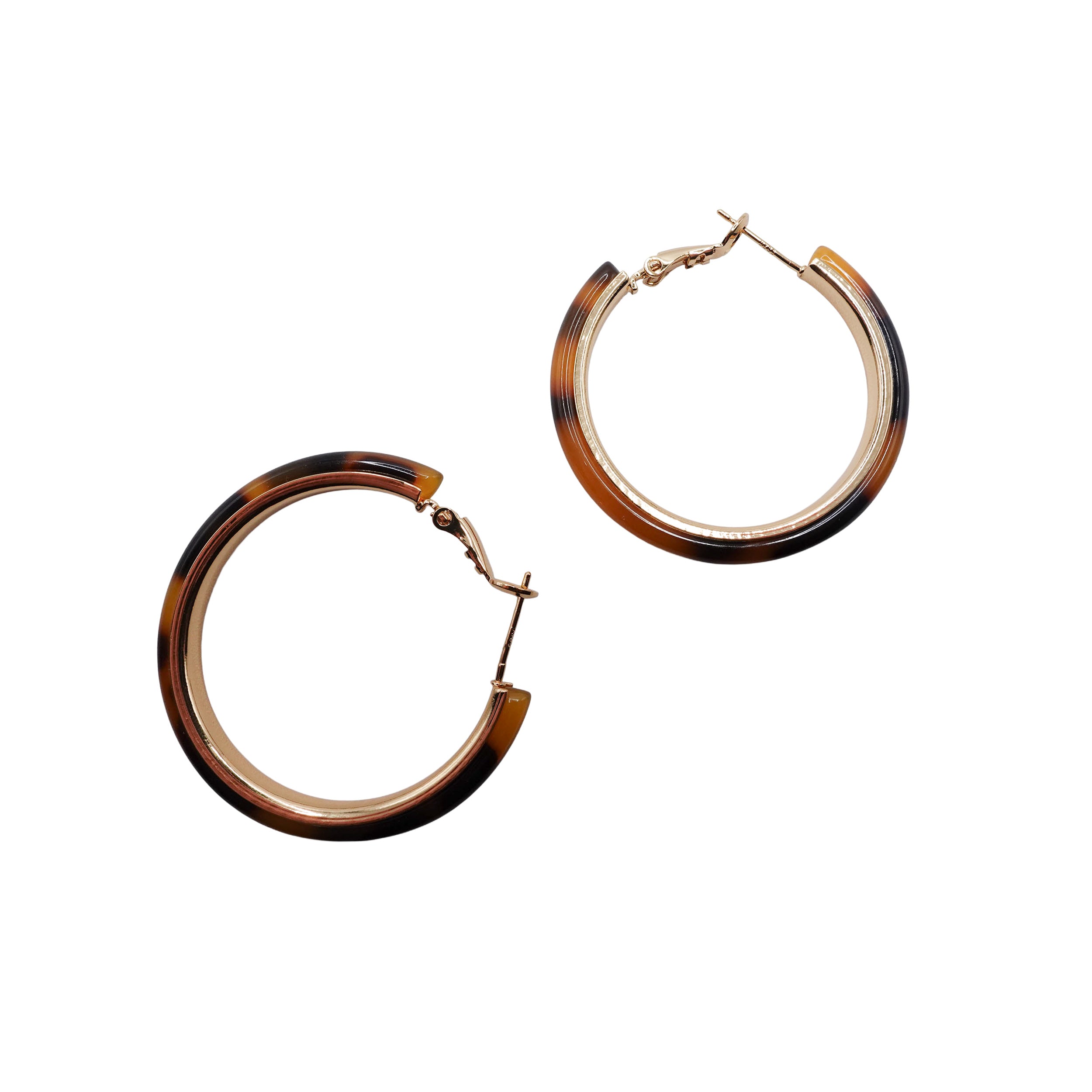 Tortoise Shell Resin Gold Hoops
