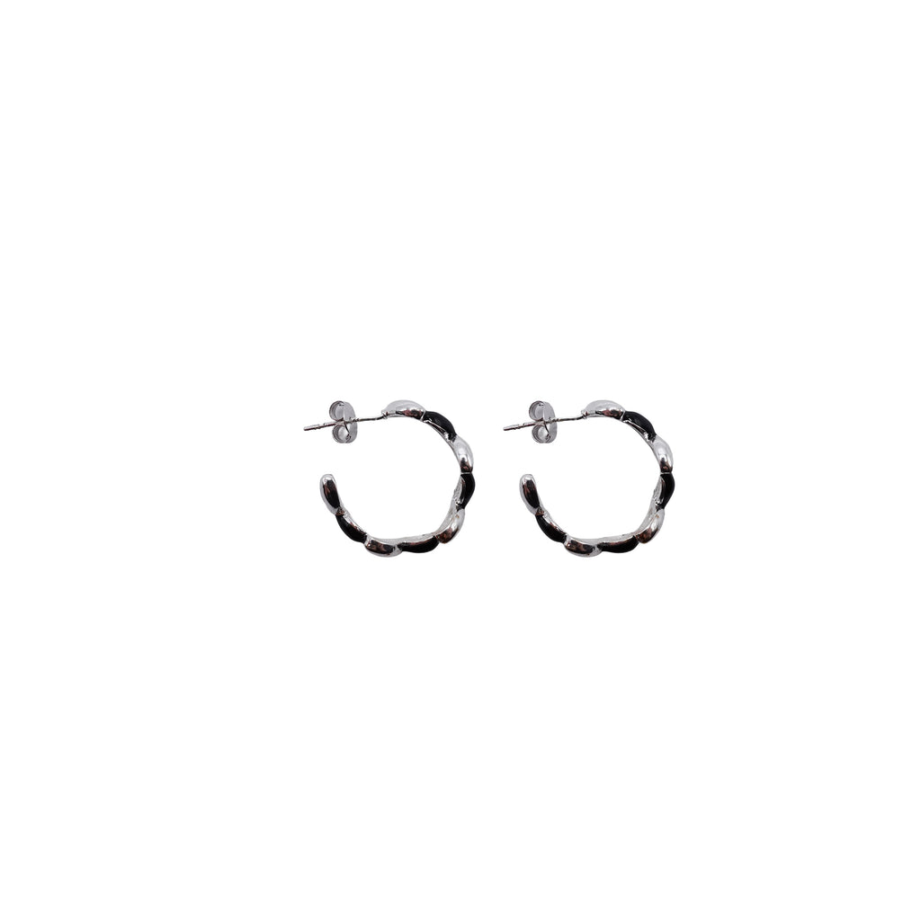 Zig Zag Black and Silver Hoops