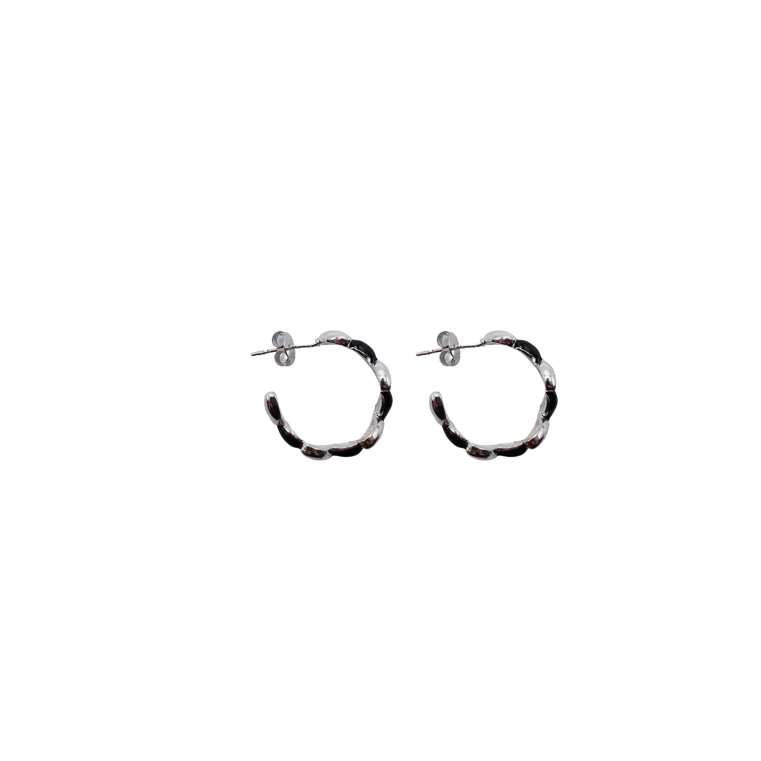 Zig Zag Black and Silver Hoops