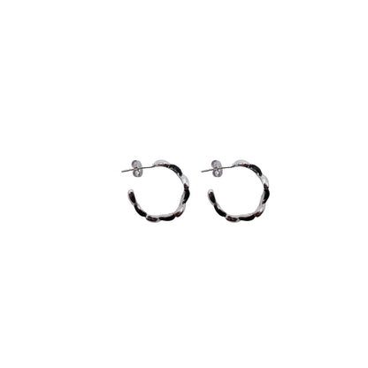 Zig Zag Black and Silver Hoops