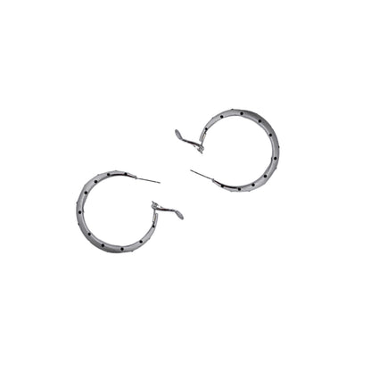 Brushed Silver Polka Dot Hoops