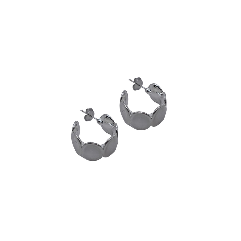 Stamped Oval Brushed Silver Hoops