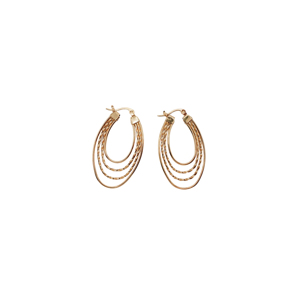 Layered Gold Oval Hoops