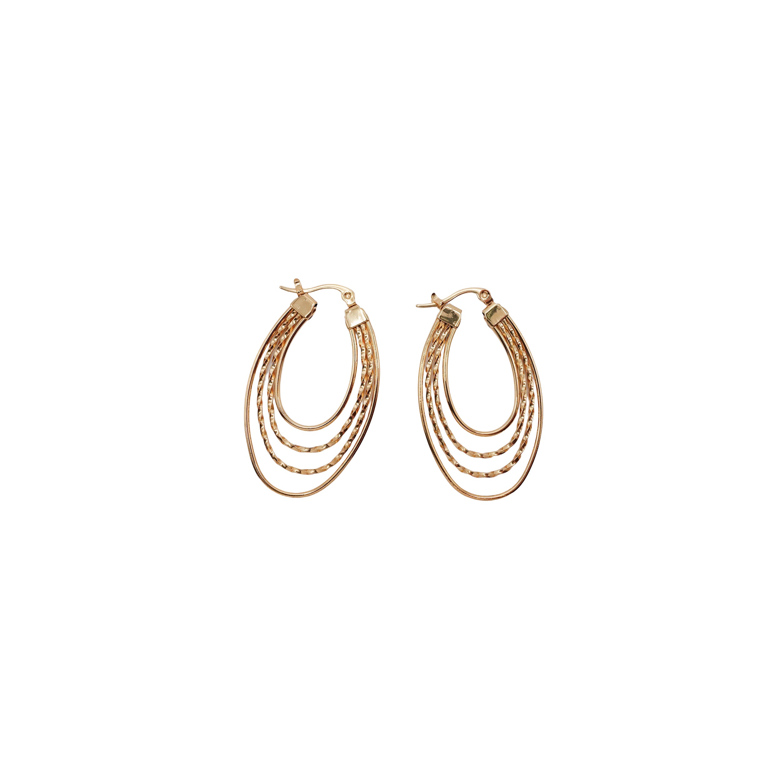 Layered Gold Oval Hoops