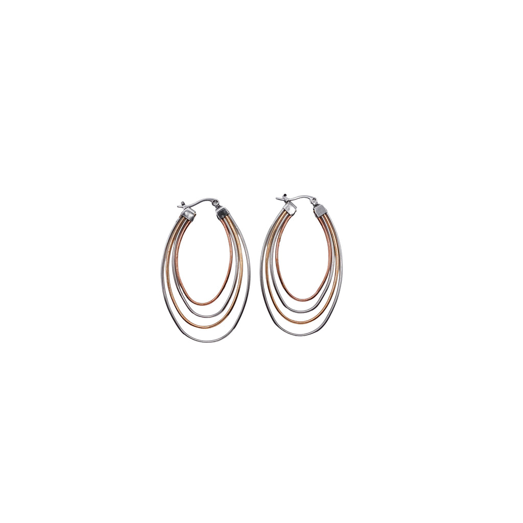 Layered Multi-Metal Oval Hoops