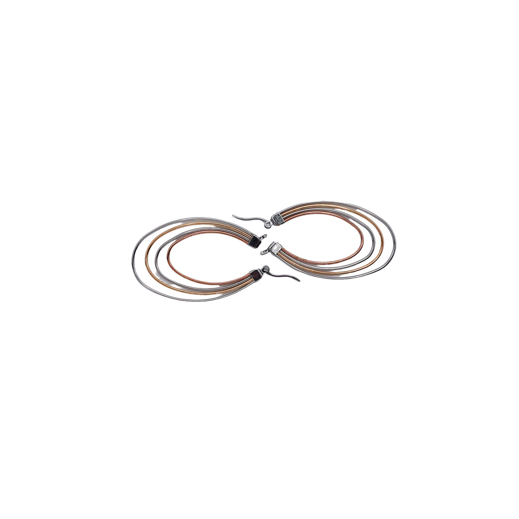 Layered Multi-Metal Oval Hoops