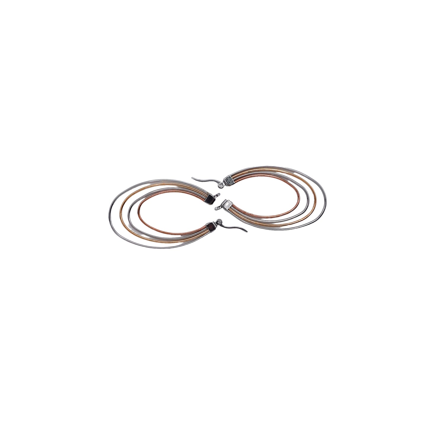 Layered Multi-Metal Oval Hoops