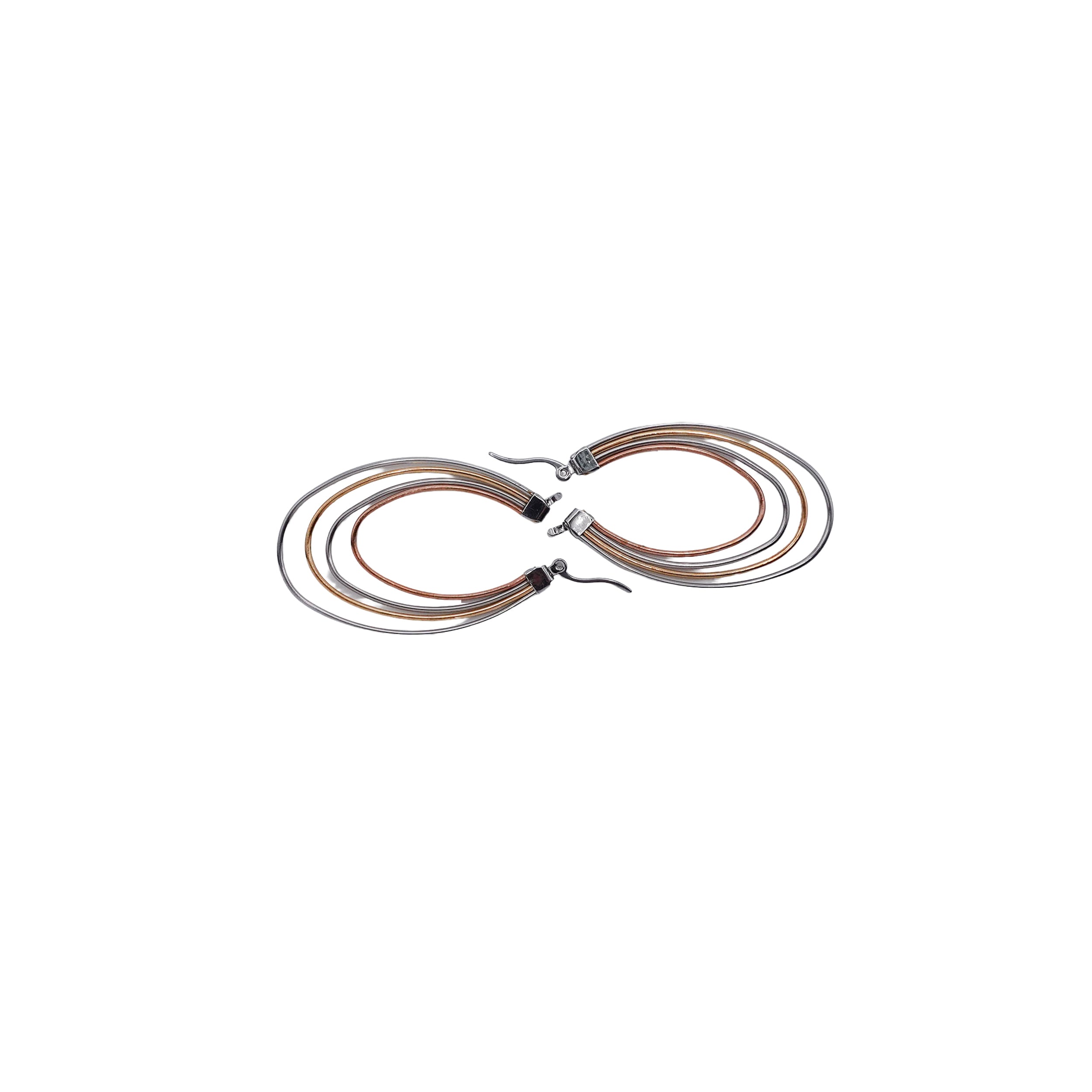 Layered Multi-Metal Oval Hoops