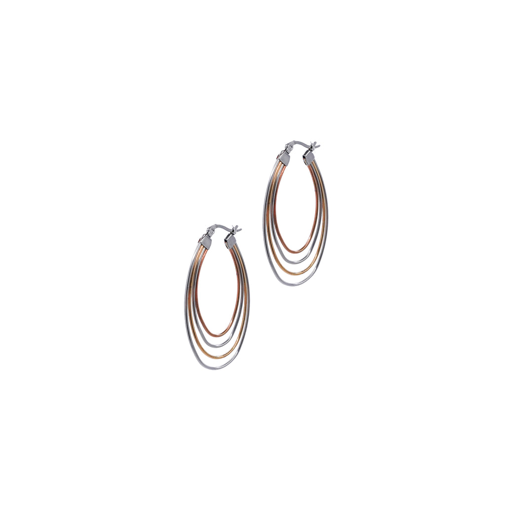 Layered Multi-Metal Oval Hoops