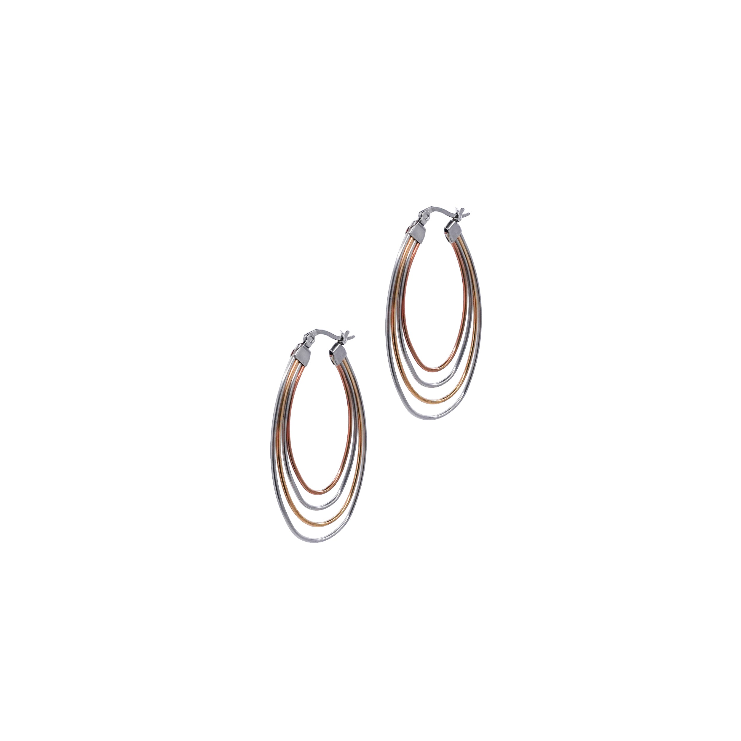Layered Multi-Metal Oval Hoops
