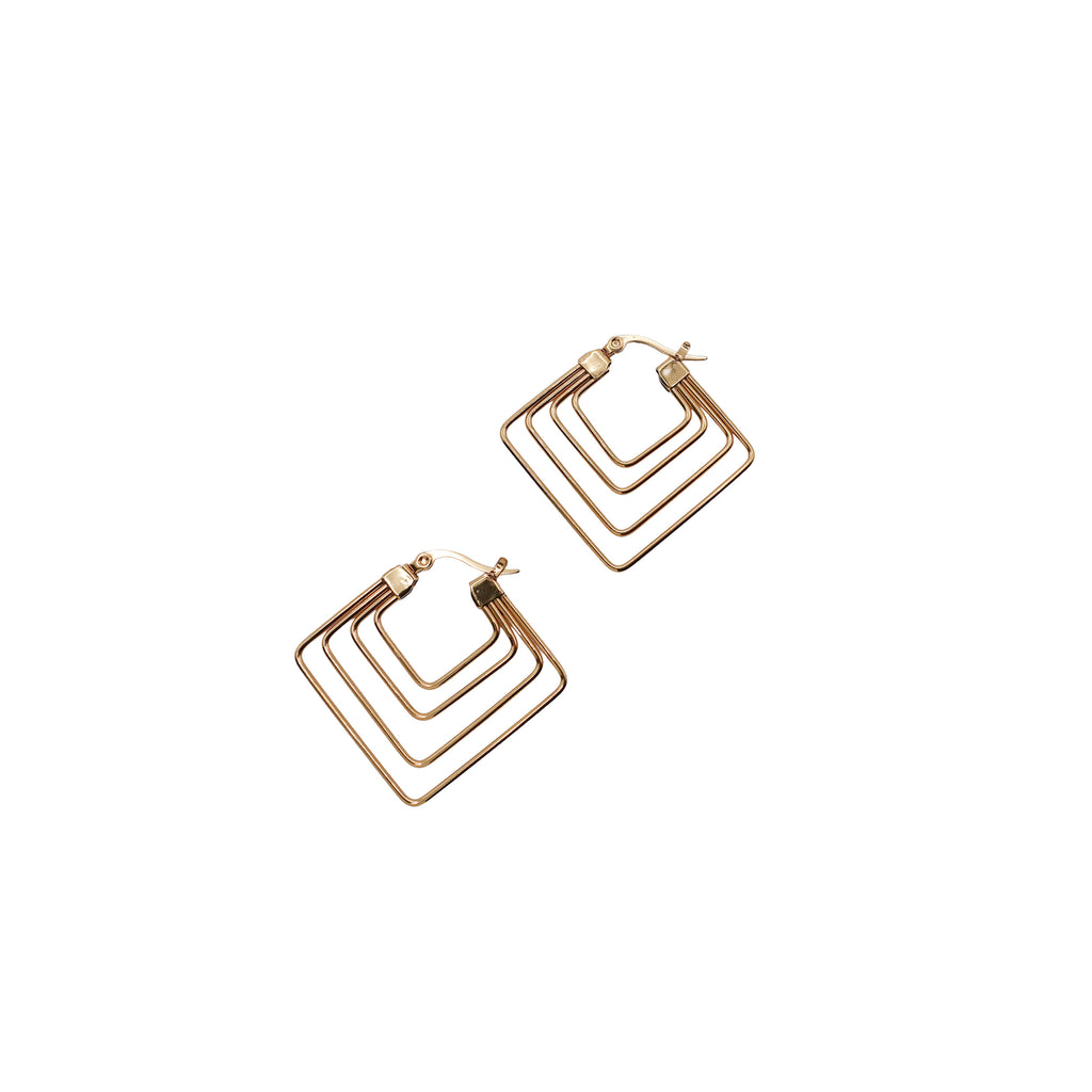 Layered Gold Square Hoops
