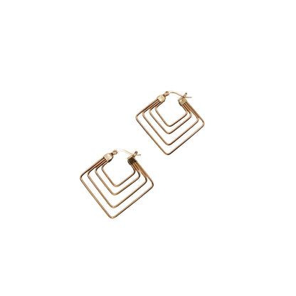 Layered Gold Square Hoops