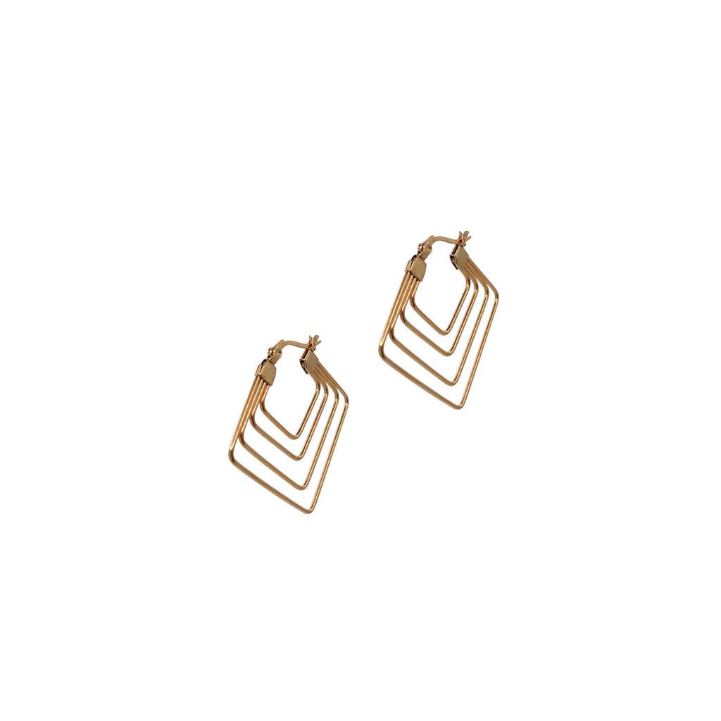 Layered Gold Square Hoops