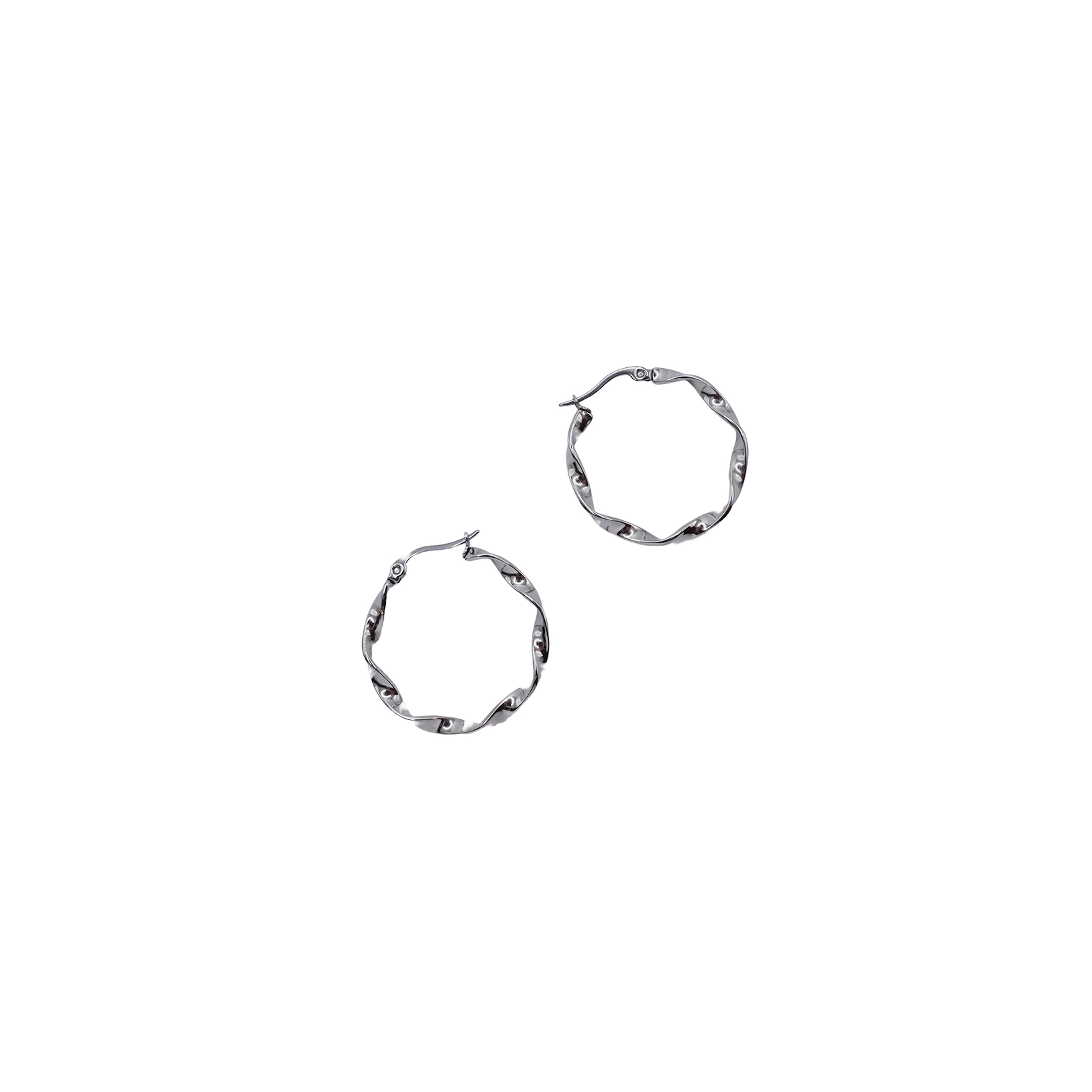 Silver Twisted Medium Hoops