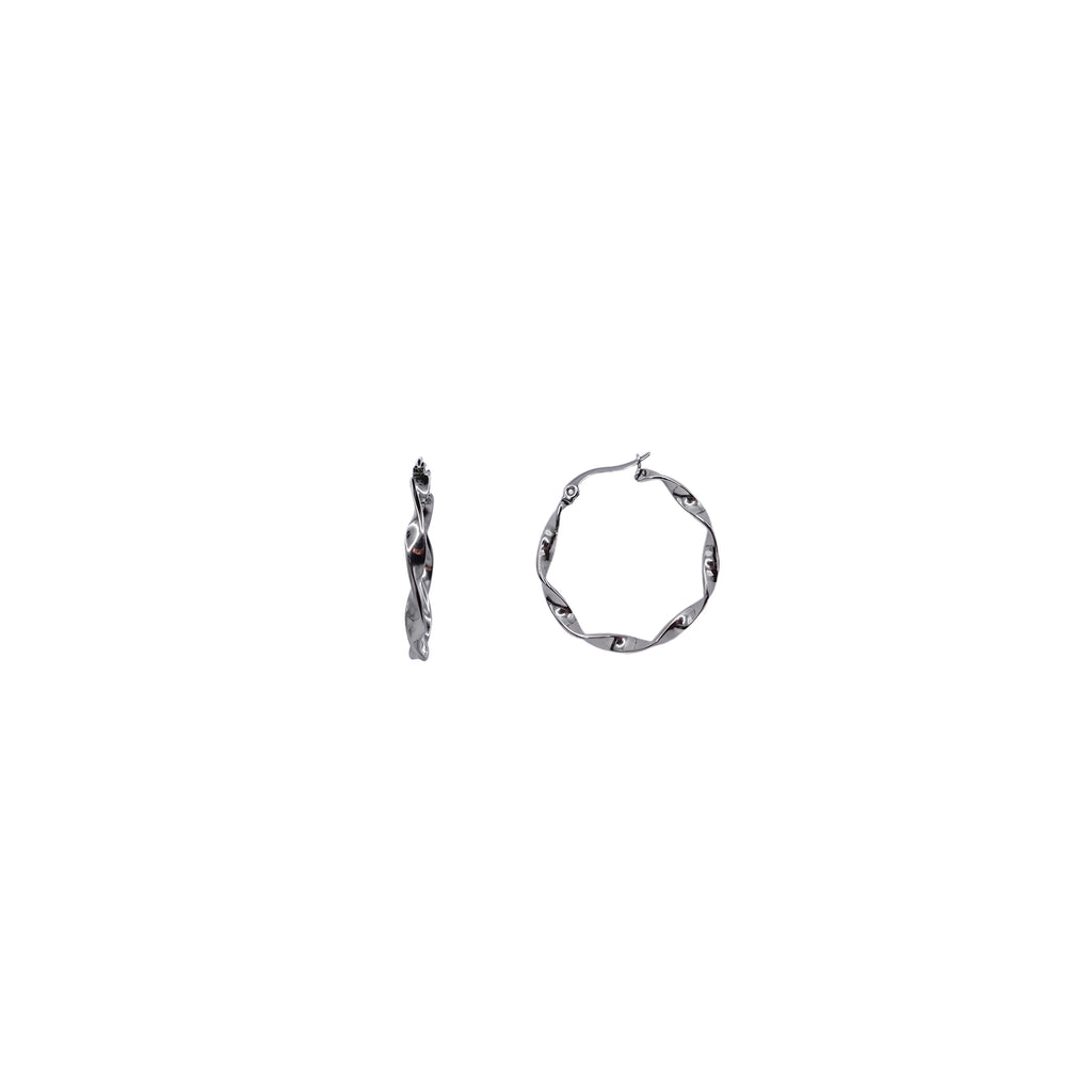 Silver Twisted Medium Hoops
