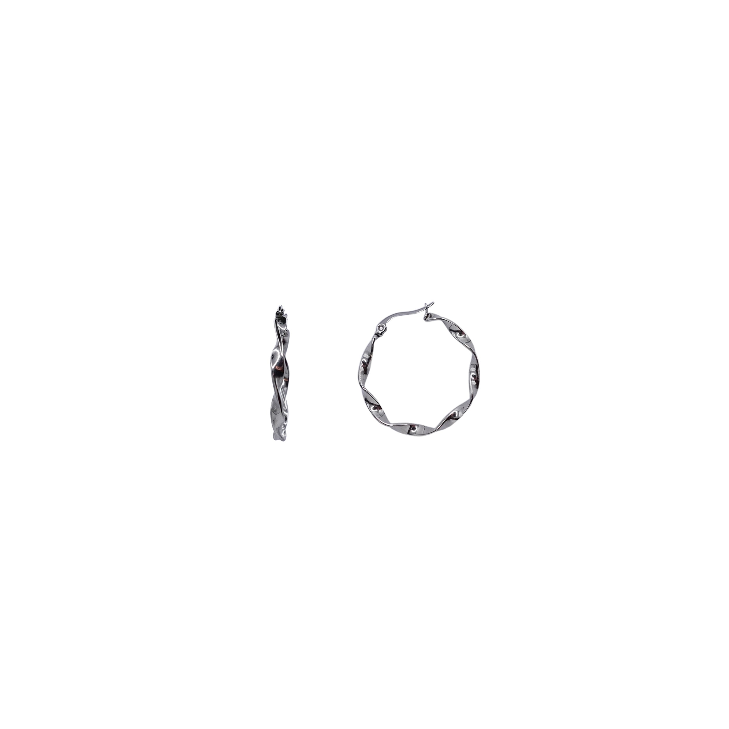 Silver Twisted Medium Hoops