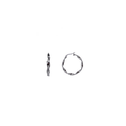 Silver Twisted Medium Hoops