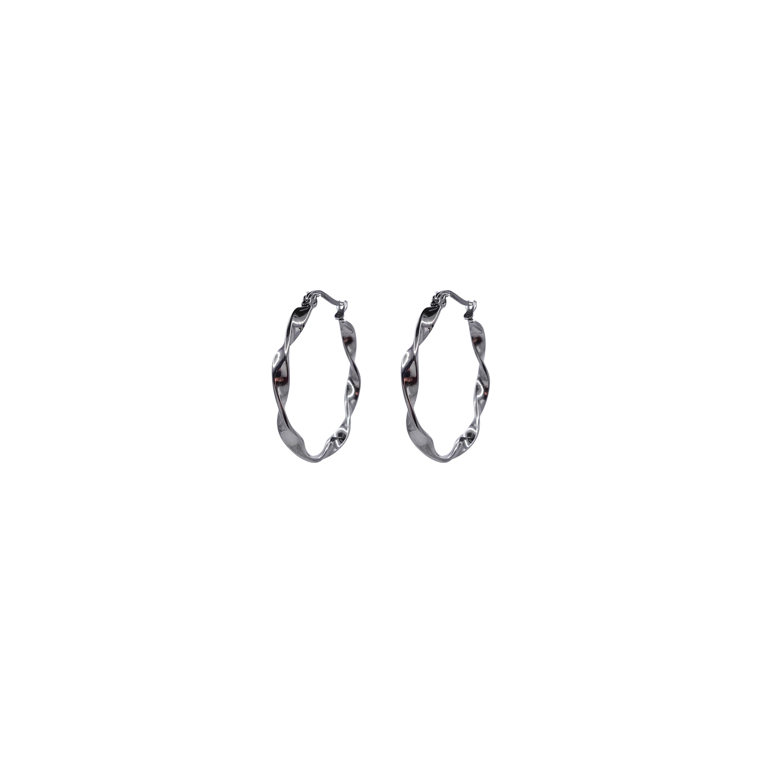 Silver Twisted Medium Hoops