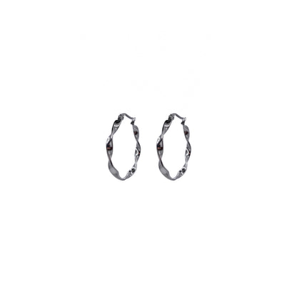 Silver Twisted Medium Hoops