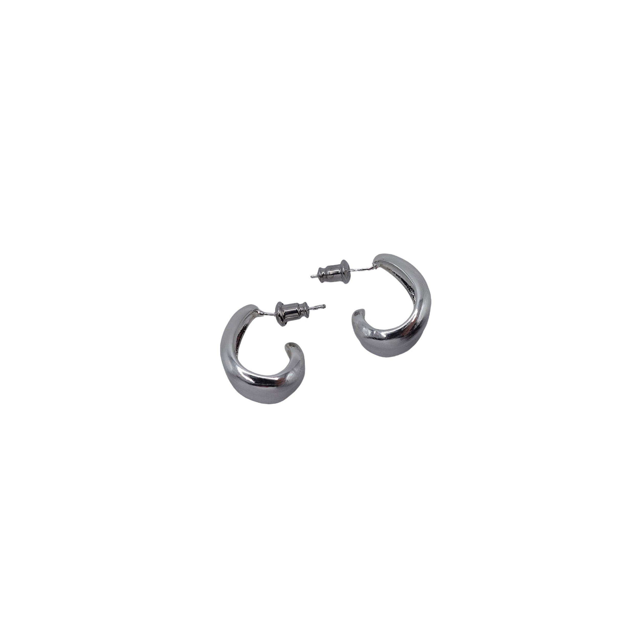 Wide Chunky Brushed Metal Hoops