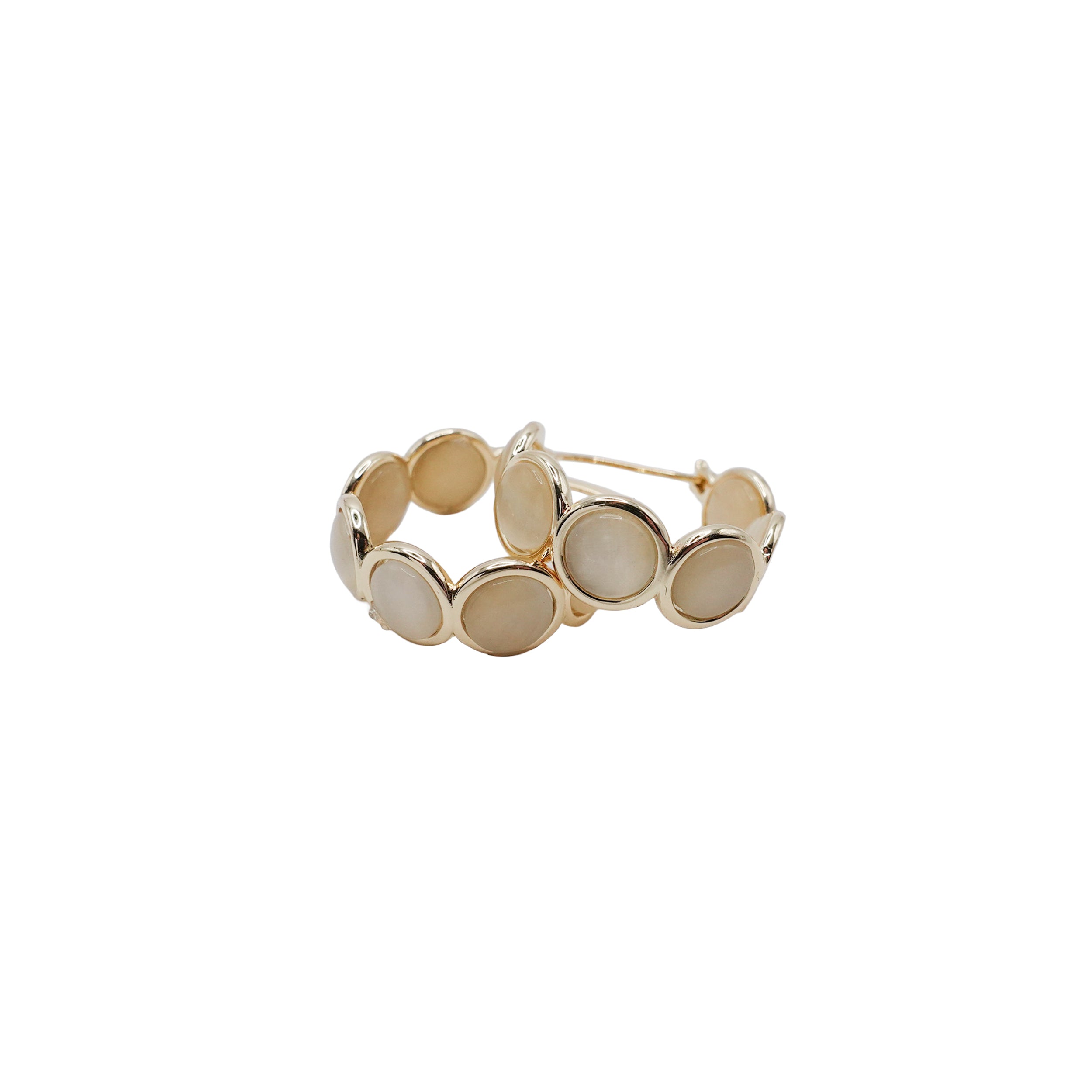 Beige Gemstone Hoops
