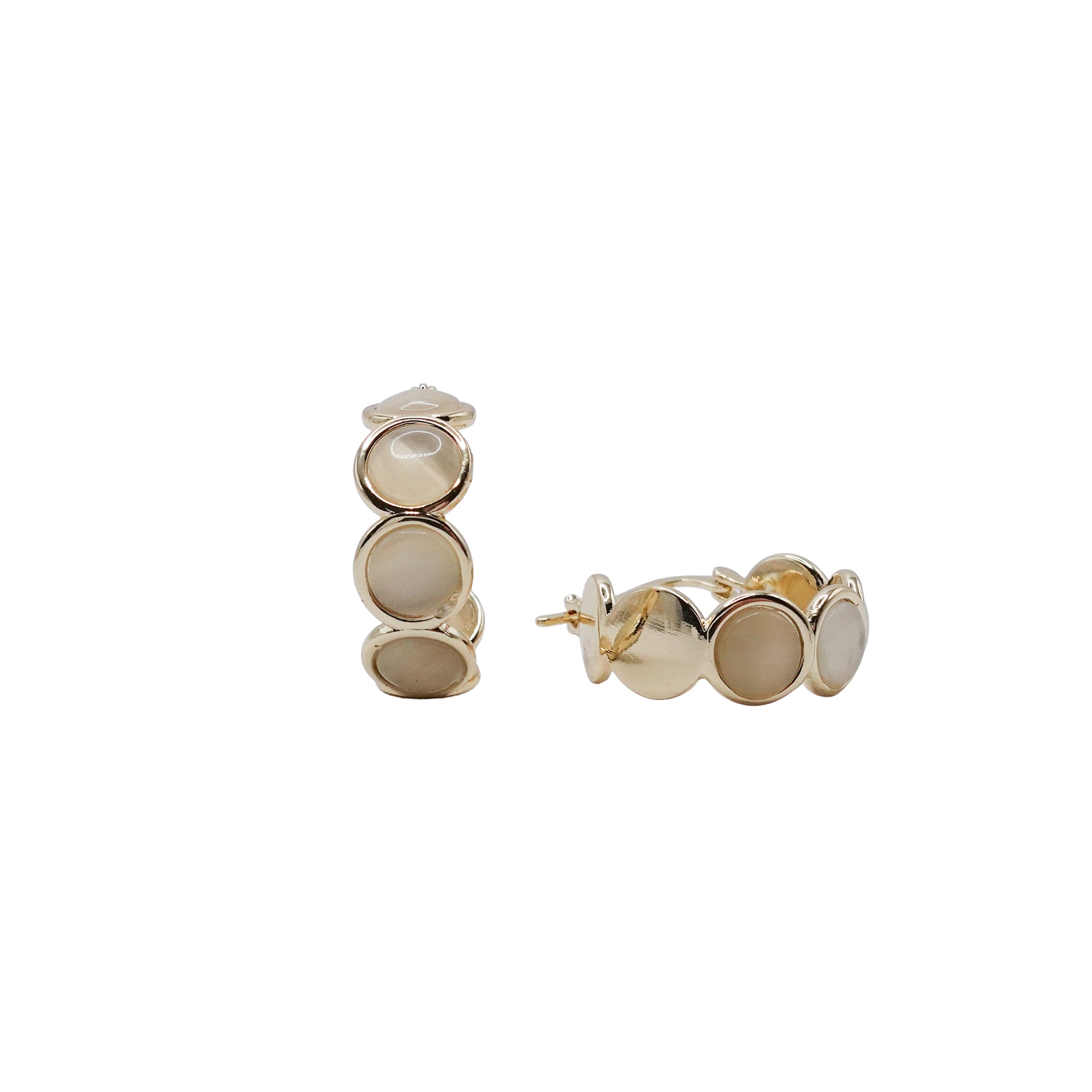 Beige Gemstone Hoops