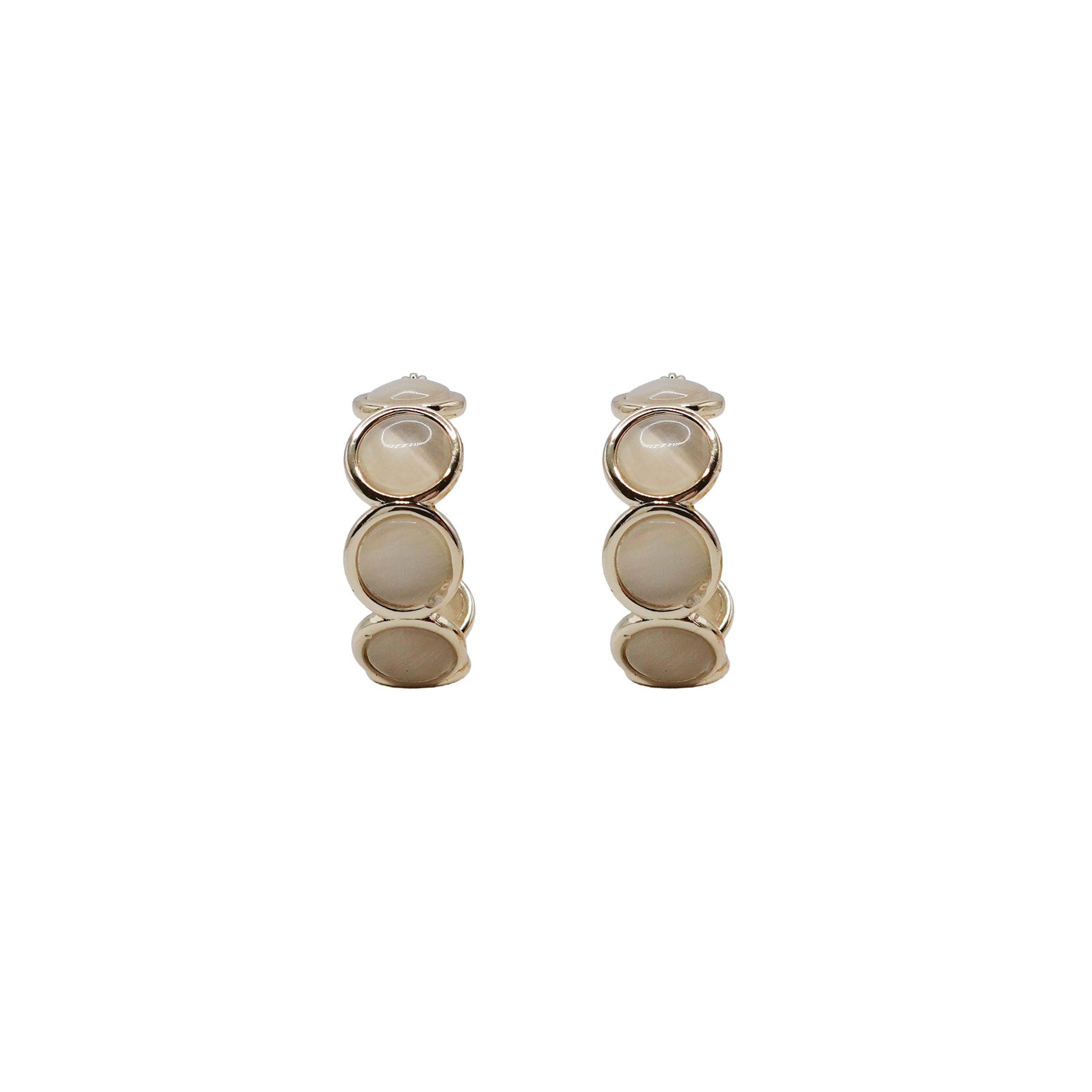 Beige Gemstone Hoops