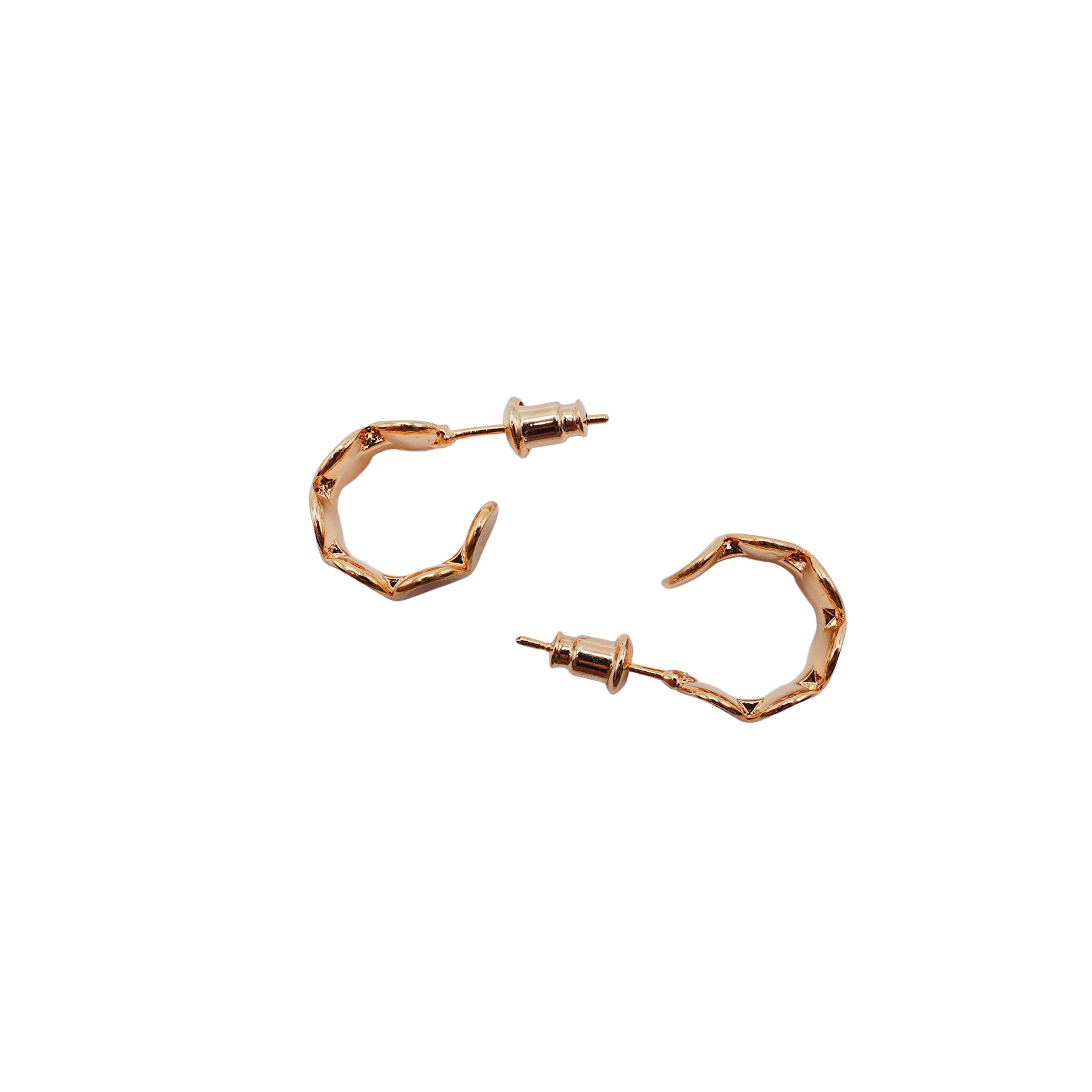 Stamped Oval Brushed Gold Little Hoops
