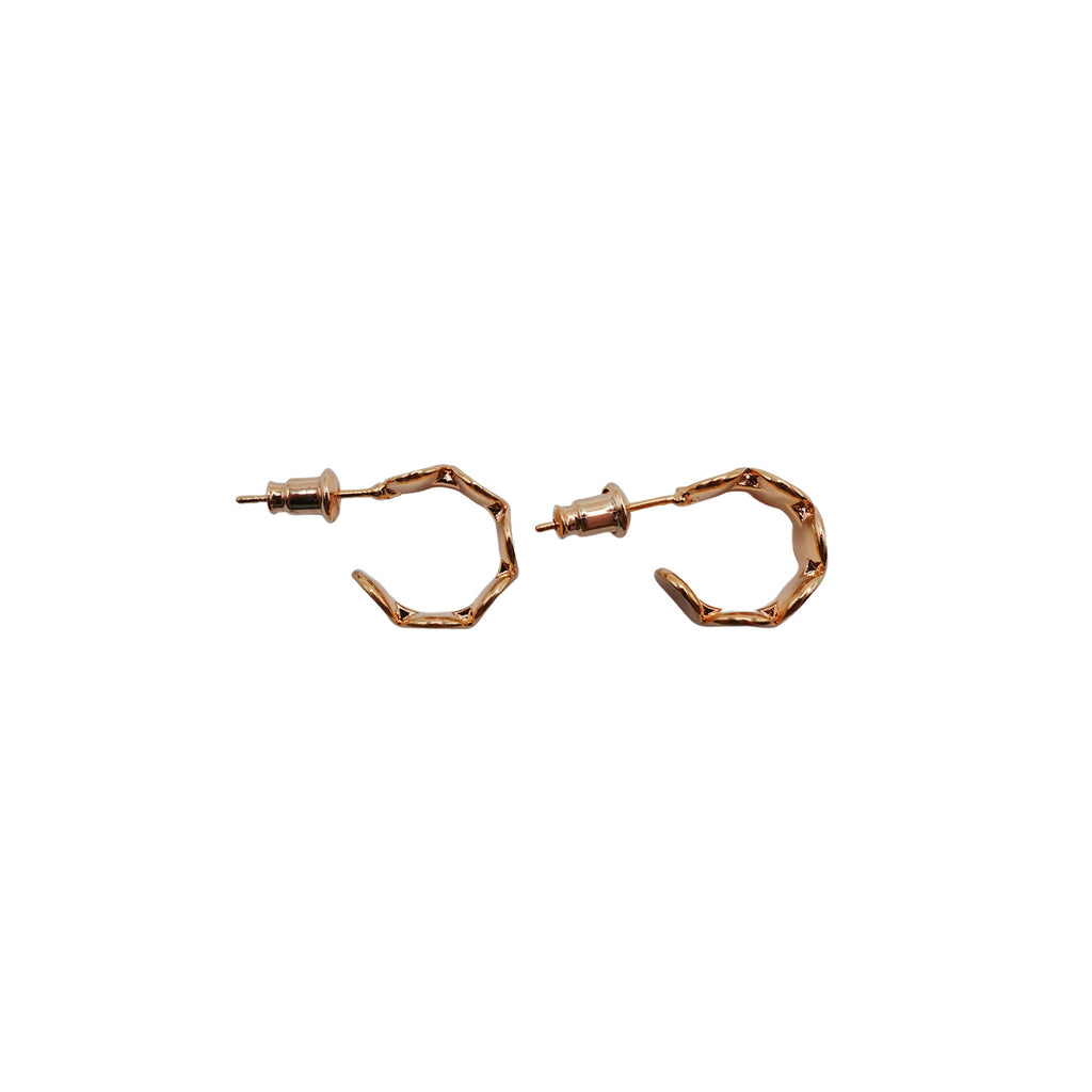 Stamped Oval Brushed Gold Little Hoops