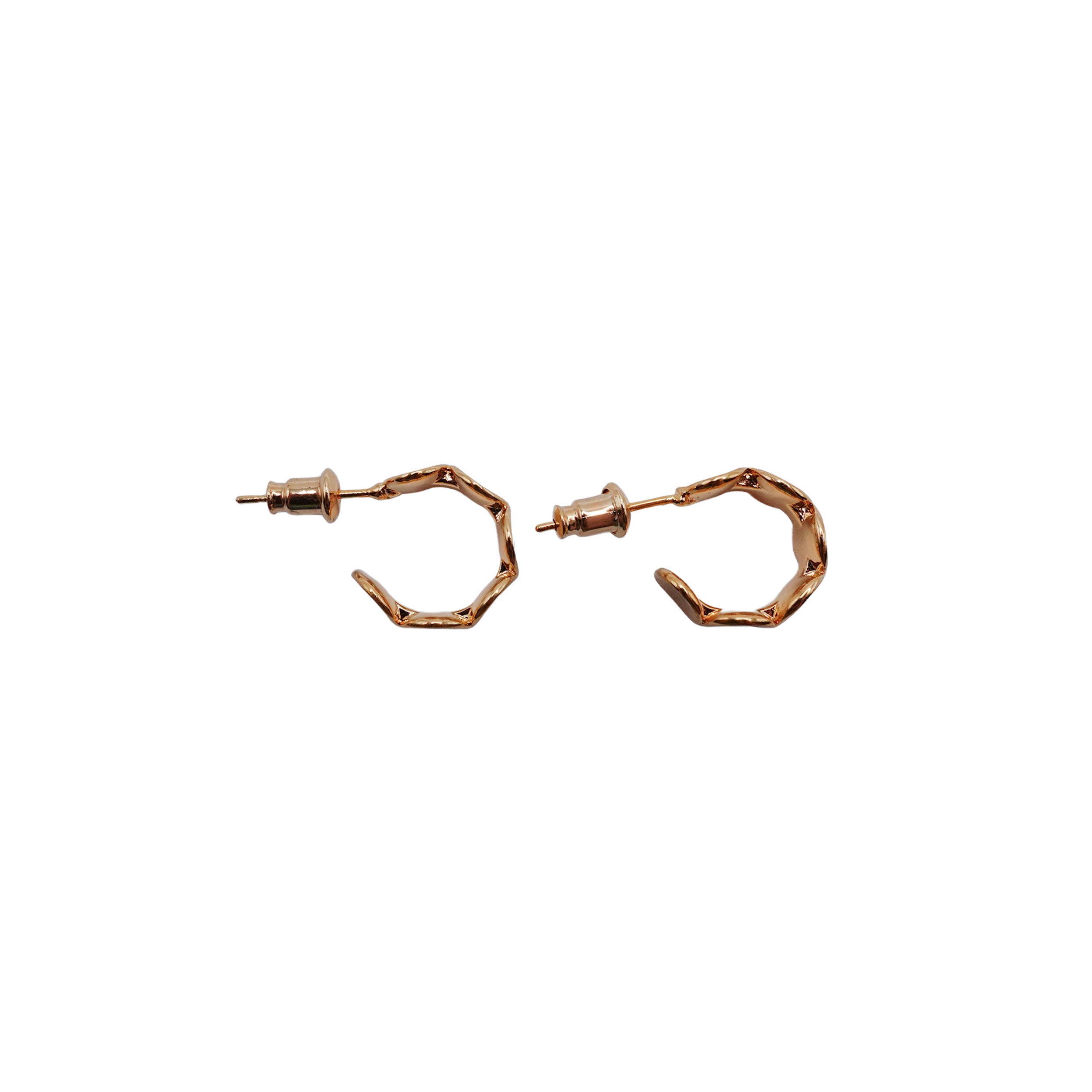 Stamped Oval Brushed Gold Little Hoops
