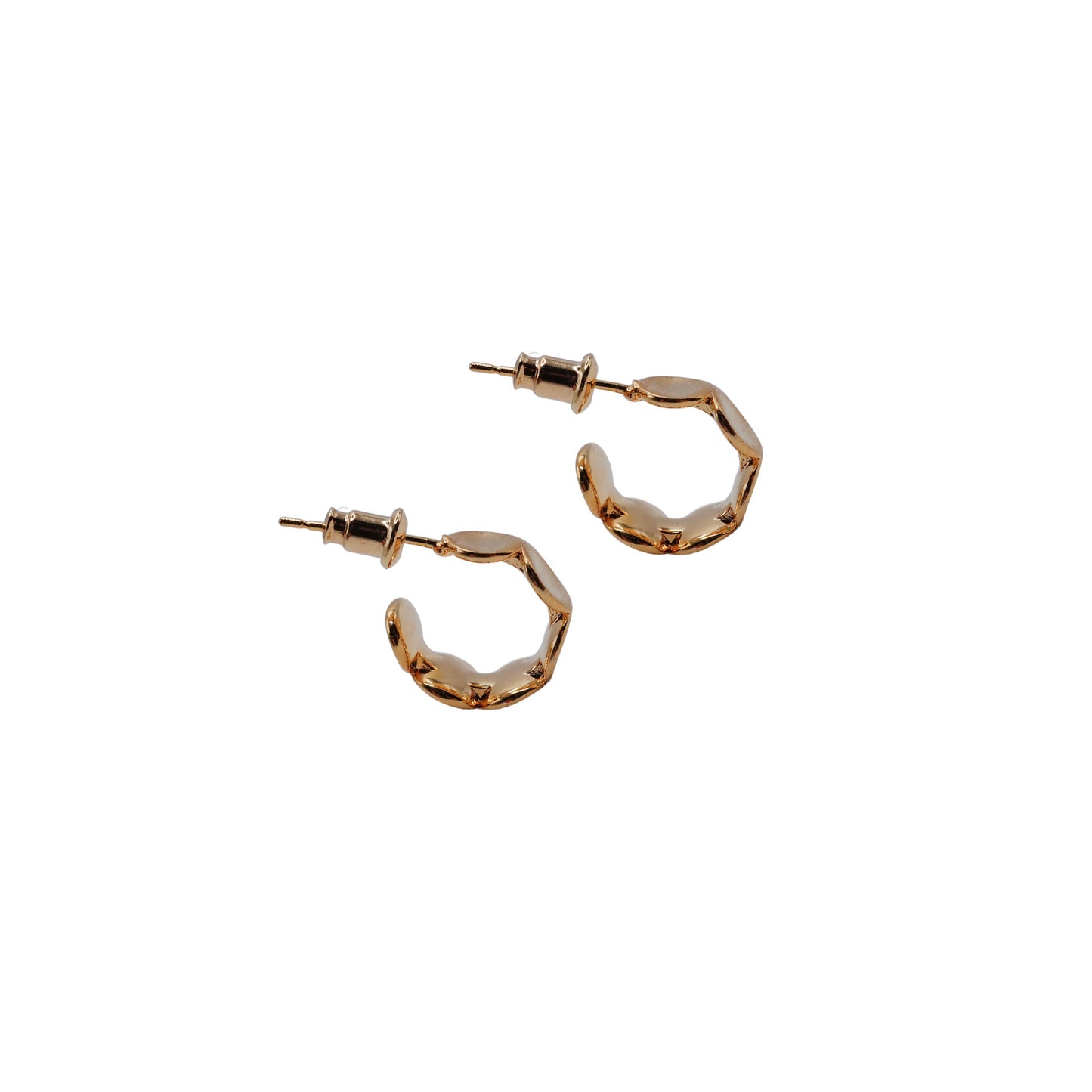 Stamped Oval Brushed Gold Little Hoops