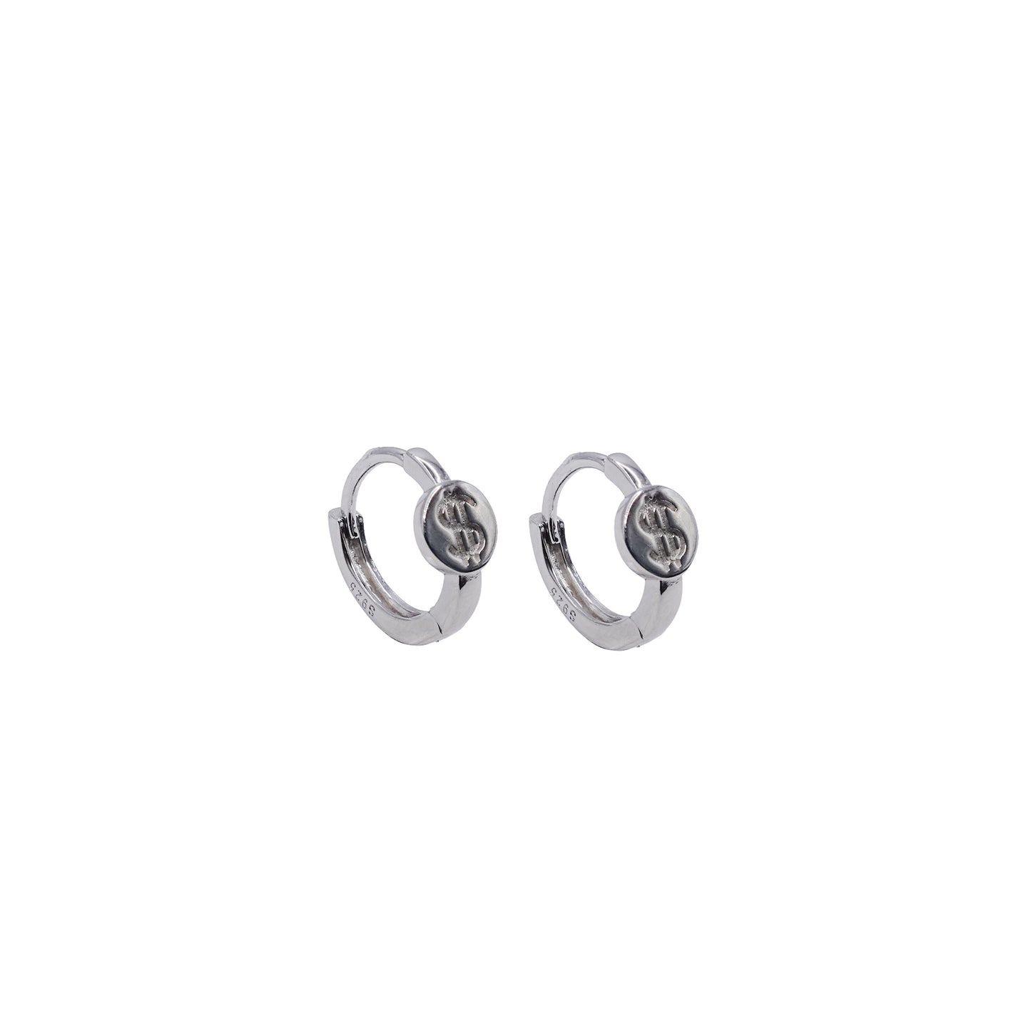 Sterling Silver Dollar Sign Huggies