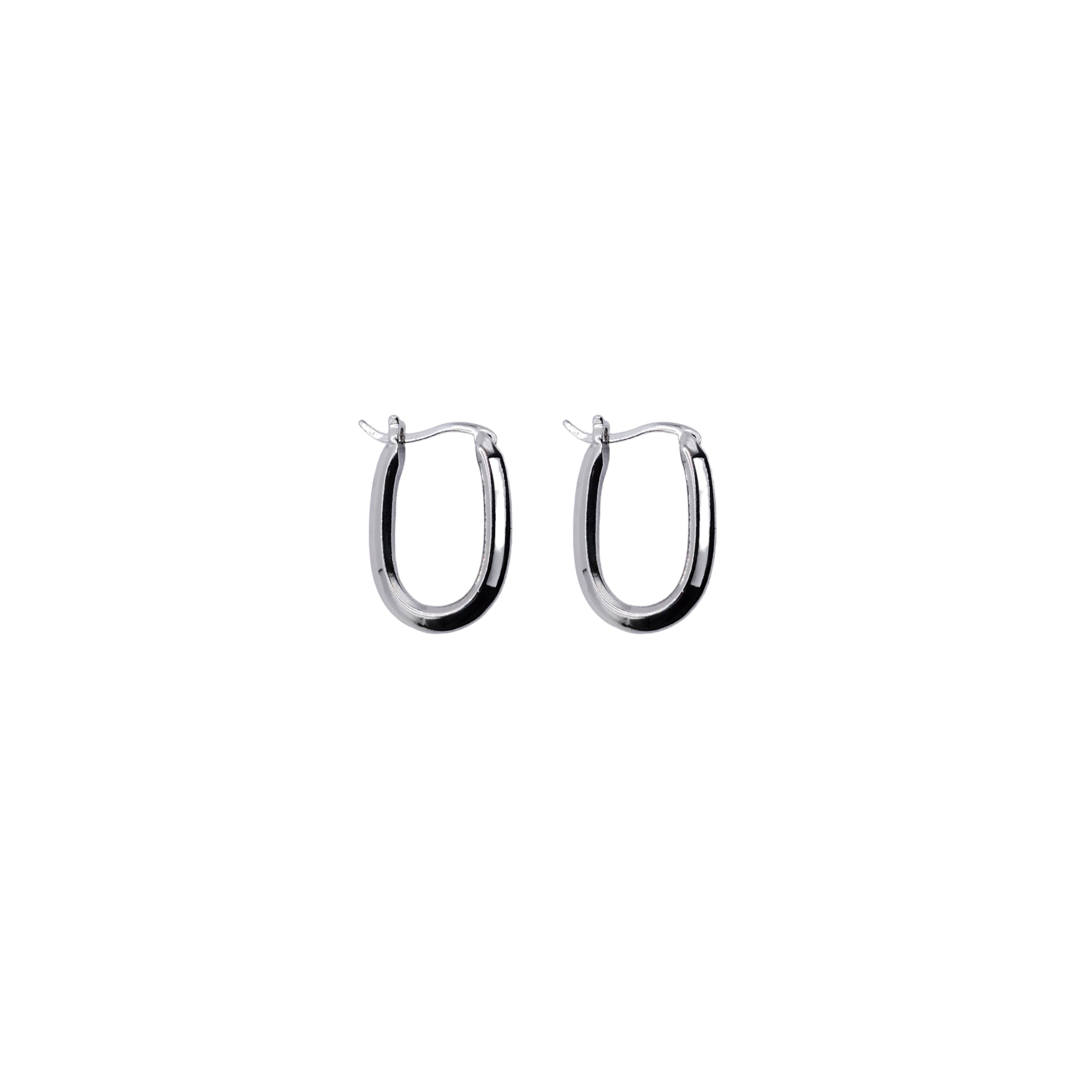 White Enamel Inlay Silver Huggies