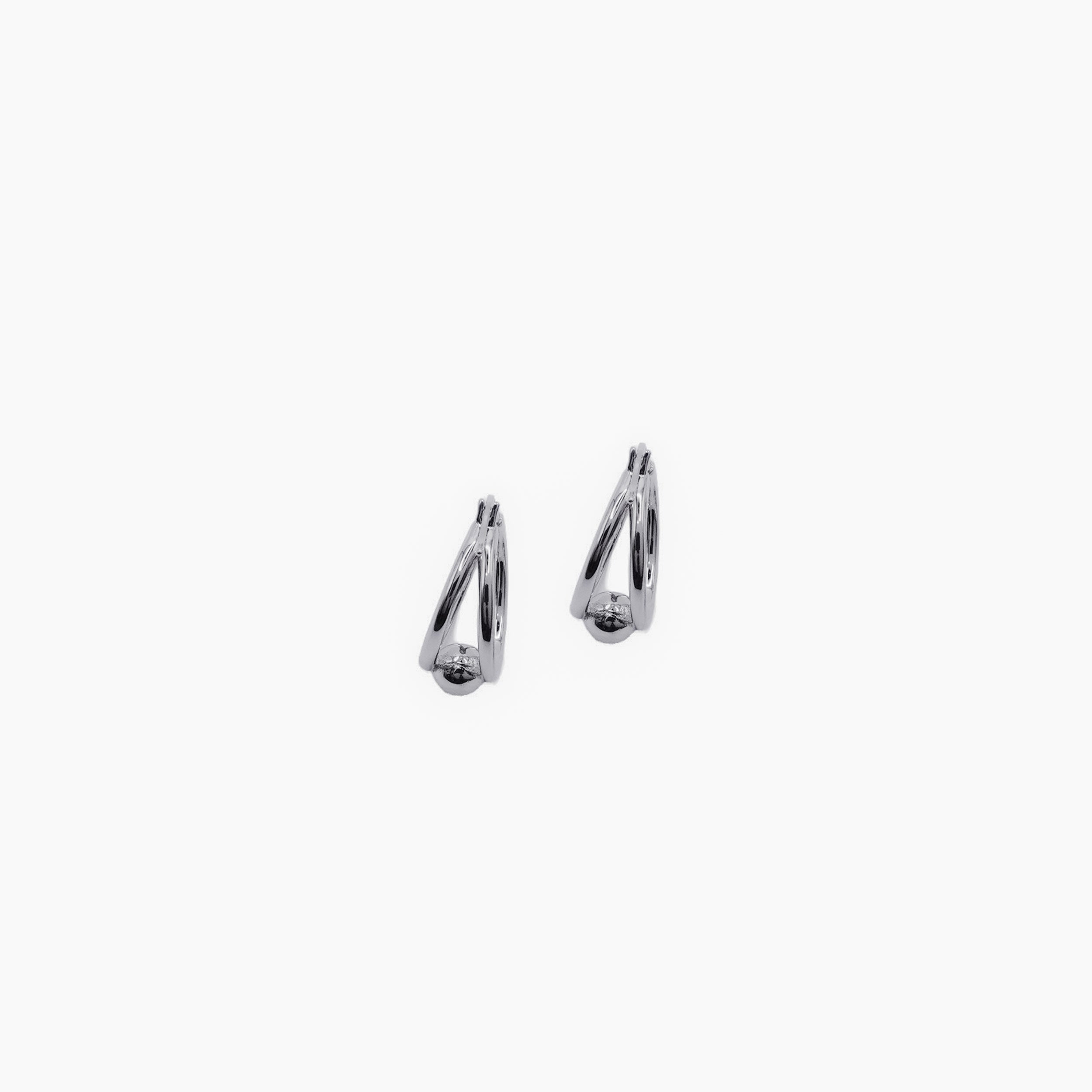 Sterling Silver Hoops with Chrome Bead