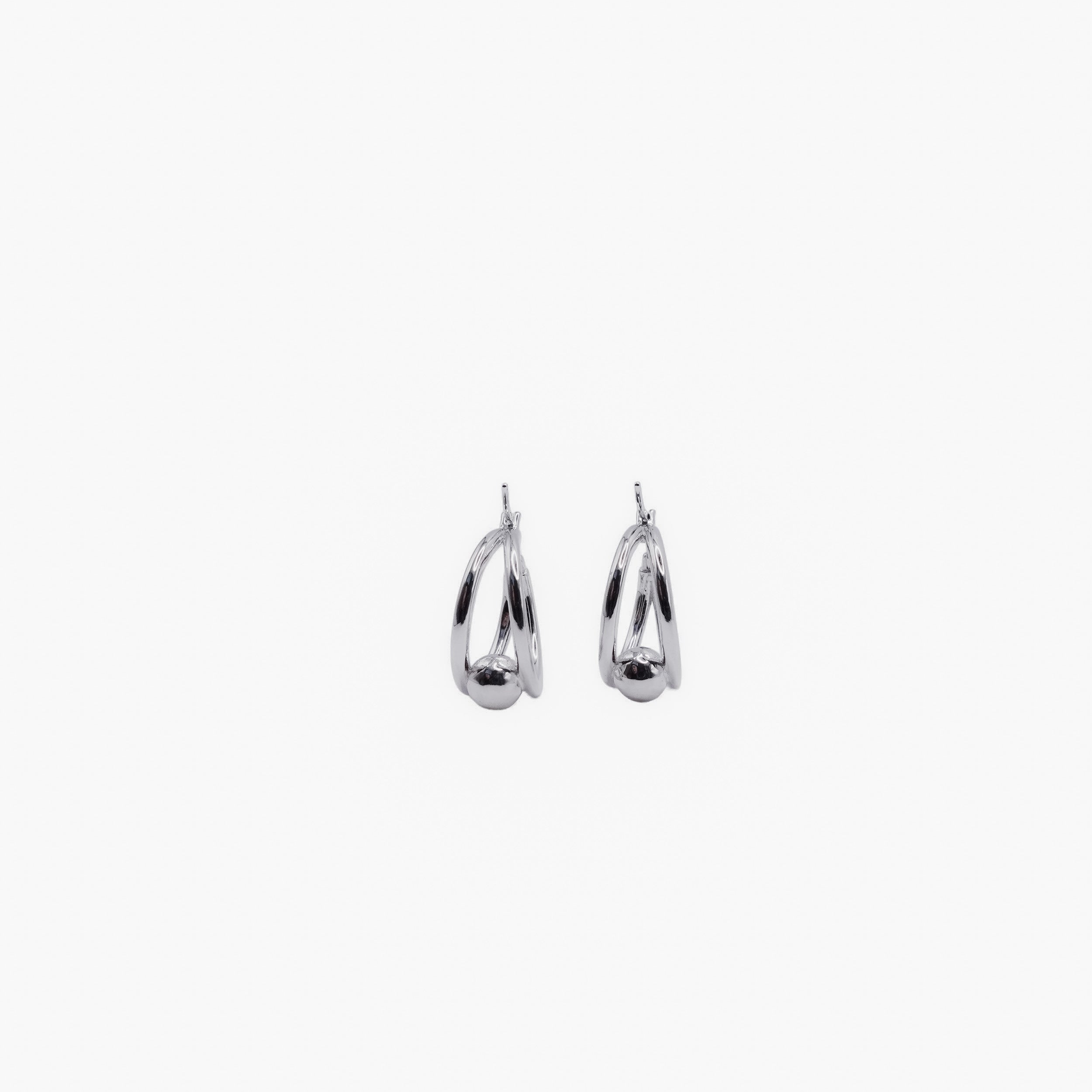 Sterling Silver Hoops with Chrome Bead