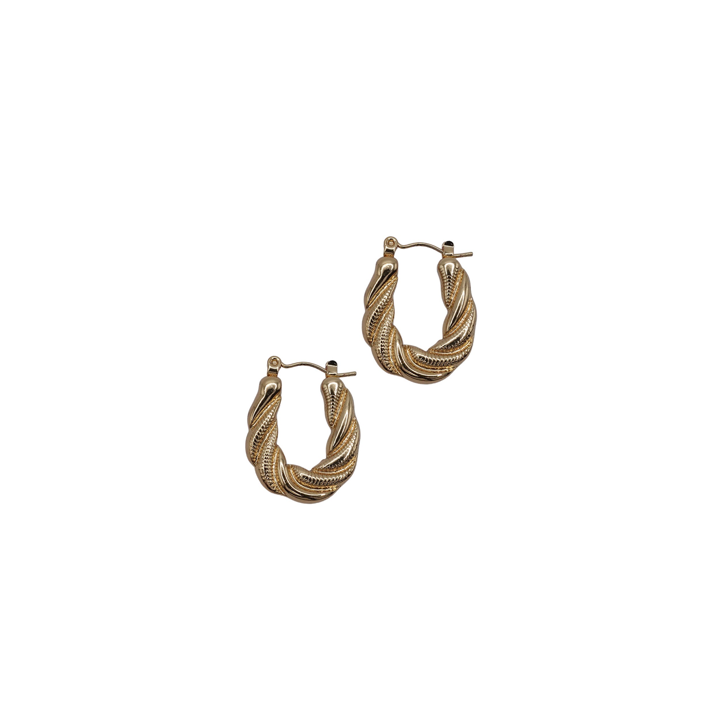 Twisted Textured Gold Hoops