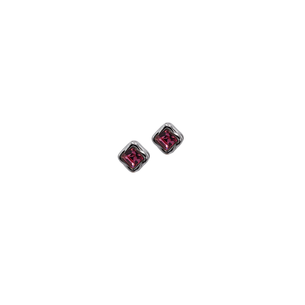 Square Pink Cubic Zirconia Studs