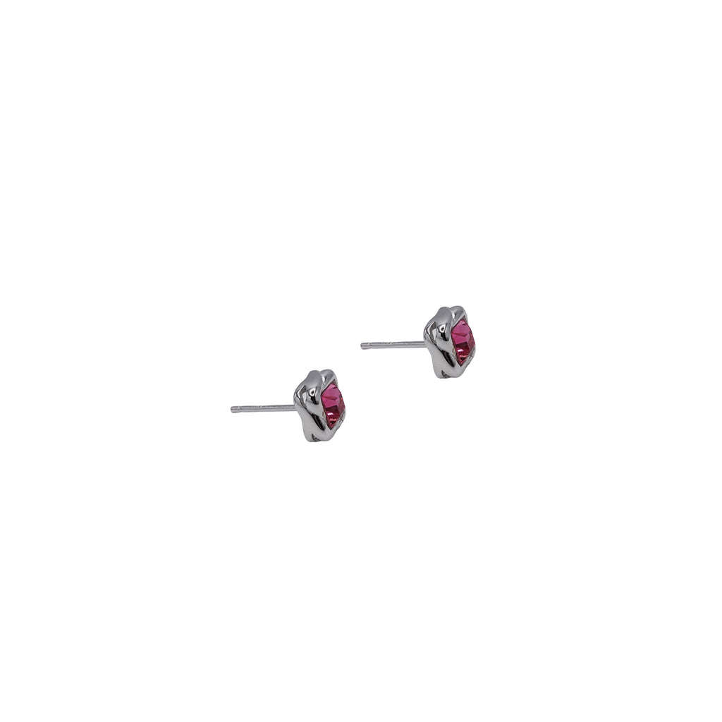 Square Pink Cubic Zirconia Studs