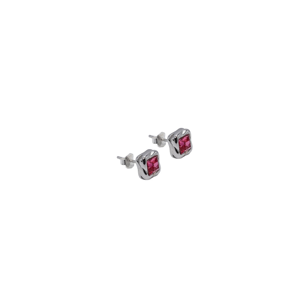 Square Pink Cubic Zirconia Studs