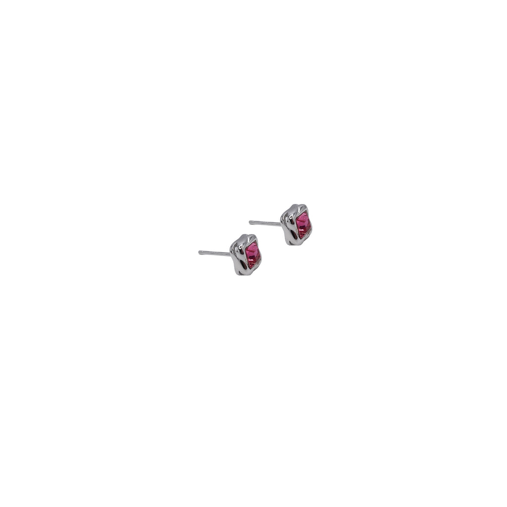 Square Pink Cubic Zirconia Studs