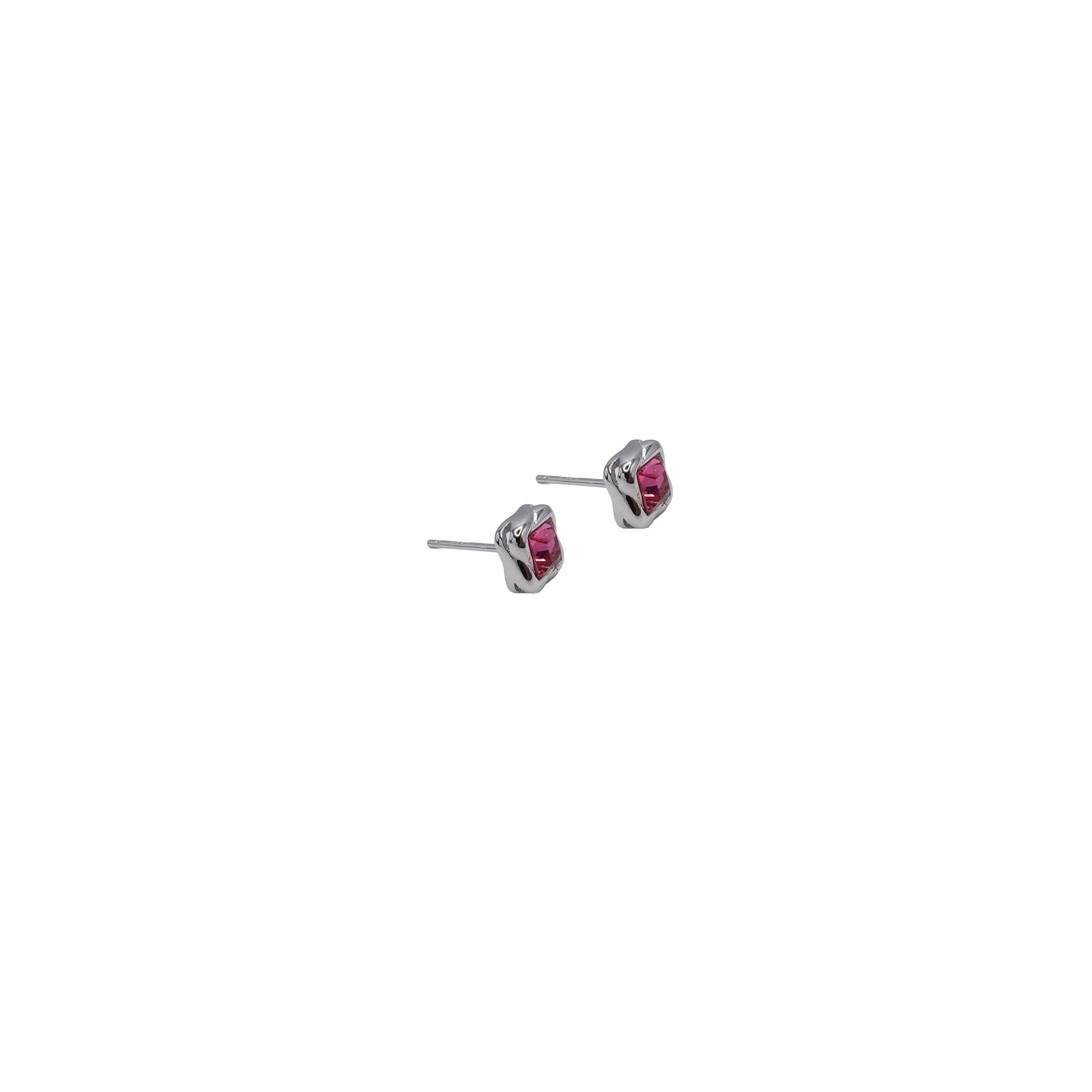 Square Pink Cubic Zirconia Studs