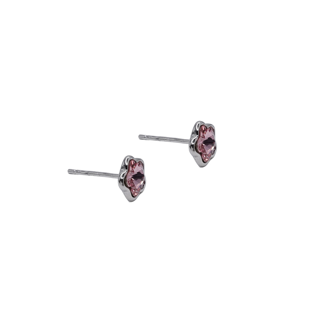 Flower Pink Cubic Zirconia Studs