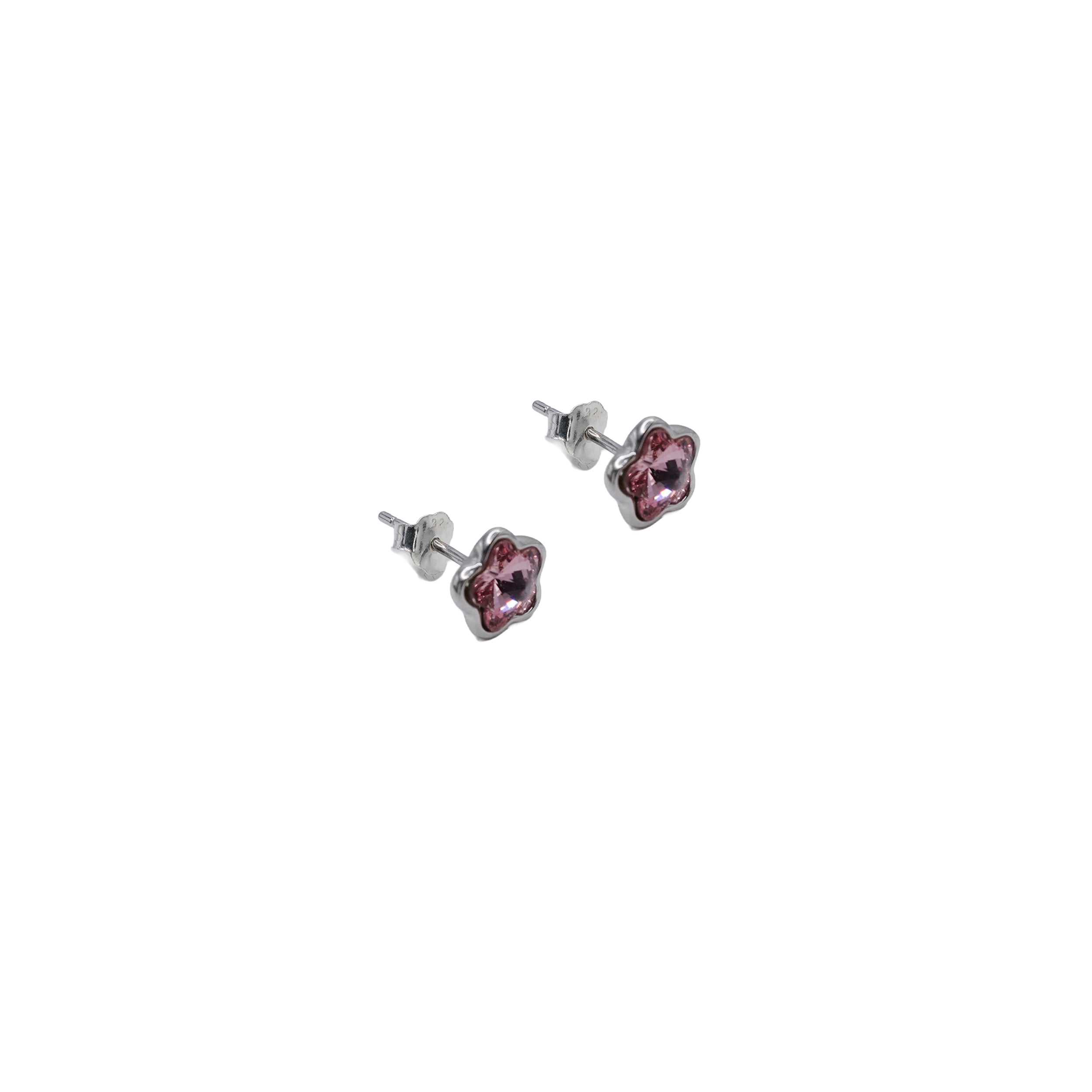 Flower Pink Cubic Zirconia Studs