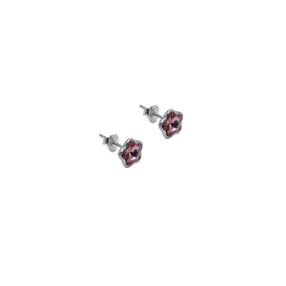 Flower Pink Cubic Zirconia Studs